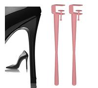 Lot de 2 pieds de table réglables en métal à clipser, faciles à installer, sans perçage, en forme de F, pour table basse, meubles et consoles avec protections de sol (45 cm, rose)