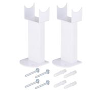 Lot de 2 pieds supports en acier blanc pour radiateur à eau chaude NYTIA de NOYON ET THIEBAULT fixation au sol, supports stabilisateurs avec vis, chevilles et caches de fixation inclus