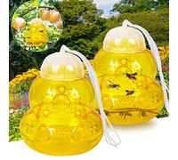 Lot de 2 Piège à Frelon à Suspendre, Piège Guêpes et Frelons Exterieur, Piege Frelon Asiatique en Réutilisable, Piège à Mouche, Piège à Insectes en Plastique, Protection Efficace Contre Guêpes (Jaune)
