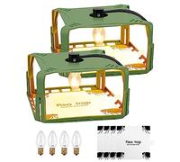 Lot de 2 Piège à Puces,Lampe de Piégeage de Puces, Piège à Lampe à Puces Évolutif - Adapté Aux Enfants Et Aux Animaux Domestiques, Livré avec 4 Autocollants, 4 Ampoules, Adapté Aux Chambres, Salons