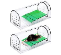 Lot de 2 Piège à Souris Vivante, Piège À Souris Réutilisable pour Rongeurs, Attrape Souris Libération sans Contact, Attrape Souris Intelligent avec Trou pour Cuisine, Jardin, Maison, Grenier, Garage