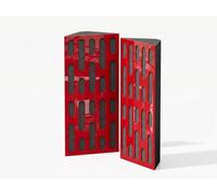 Lot de 2 pièges à basses d'angle acoustiques étroits | Absorbeurs de sons basse fréquence | Traitement acoustique pour studio | 50 x 23 cm | Plaques perforées : [Plastique rouge brillant | x2 P24]