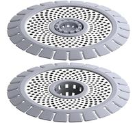 Lot de 2 pièges à Cheveux en Acier Inoxydable et Silicone (Gris Froid) - 10,9 cm - Faciles à Nettoyer - pour Cabine de Douche