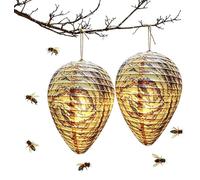 Lot de 2 pièges à guêpes artificiels résistants aux intempéries - Répulsif durable pour la maison, le balcon, le jardin, l'extérieur - Marron-vert