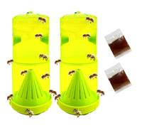 Lot de 2 pièges à guêpes étanches, pièges réutilisables pour mouches des fruits avec appâts en 2 packs, piège à guêpes léger non toxique, piège à mouches réutilisable et tueur d'abeilles pour