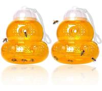Lot de 2 pieges a guepes, frelons, repulsif contre les guepes jaunes, pieges a abeilles, pieges a guepes d'exterieur, efficaces et reutilisables, surs et naturels, sans couture inferieure