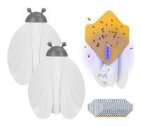 Lot de 2 pièges à insectes volants pour intérieur, attrape-mouches électrique, appât à lumière UV avec 15 recharges de colle adhésive pour m