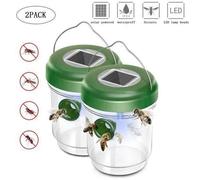 Lot de 2 Pièges à Mouche Guêpes et Moustique Attrape Anti-Insectes Frelons - Solaire avec Lumière LED