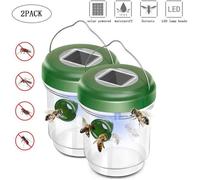 Lot de 2 Pièges à Mouche, Guêpes et Moustique Attrape Anti-Insectes, Frelons - Solaire avec Lumière LED