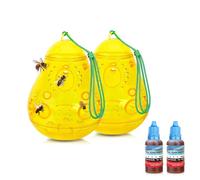 Lot de 2 pièges à mouches en forme de poire - Pour l'intérieur - Avec appât - Non toxique - Réutilisable - Détection à 360° - Pour cuisine, salon
