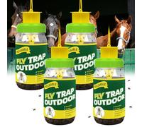 Lot de 2 pièges à mouches réutilisables en pot avec recharge de piège à mouches naturelles et brosse éponge, attrape-insectes et chasseur de mouches Ranch pour cheval d'écurie, jardin