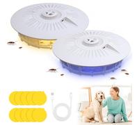 Lot de 2 pièges à puces pour appartement, avec 20 disques adhésifs, 4 modes d'éclairage pour appartement, vainqueur du test, piège à puces pour le salon, la cuisine, la chambre à coucher