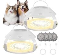 Lot de 2 pièges à puces pour appartement, pièges à punaises de lit, pièges à puces pour la maison, rechargeables avec 4 autocollants de capture, piège à lumière LED électrique, sans odeur, non toxique
