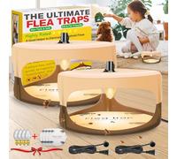 Lot de 2 pièges à puces pour l'intérieur de votre maison, piège à puces collant, traitement des puces avec recharges légères et coussinets adhésifs, piège à puces électronique amélioré, bombes