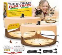 Lot de 2 pièges à puces pour l'intérieur de votre maison, piège à punaises de lit avec recharges légères et coussinets adhésifs, pièges électroniques à moucherons pour l'intérieur et la maison (beige)