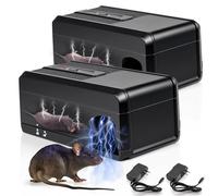 Lot de 2 pièges à souris électroniques améliorés 2025, pièges à souris électriques pour la maison et l'intérieur, réutilisables et sans contact avec souris pour une utilisation en intérieur et en