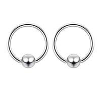 Lot de 2 piercings captifs avec boule pour lèvre, tragus, septum, cartilage, hélix, rok, nez, banane (couleur au choix, diamètre), Acier inoxydable