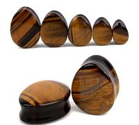 Lot de 2 piercings tunnel en forme de larme, en pierre, écarteurs d'oreille, écarteurs d'oreille