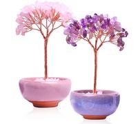Lot de 2 pierres chakra Feng Shui - Pierres de guérison Feng Shui - Arbre en cristal - Arbre Feng Shui - Pierres précieuses de guérison - Arbre de vie