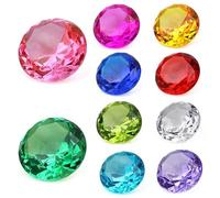 Lot de 2 pierres précieuses en acrylique de 1,6 pouce - Émeraudes du chaos multicolores - Accessoire de chasse au trésor de pirate - Fausses pierres précieuses faciles à nettoyer - Cadeau pour anniver