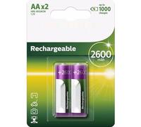 Lot de 2 Piles AA Rechargeables Philips R6B2A260/10, 1,2 V, idéales pour Une Grande variété d'appareils, durables et Pratiques pour Une Utilisation Efficace au Quotidien.