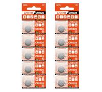 Lot de 2 piles bouton CR1225 3 V pour gadgets ménagers tels que les alarmes, podomètres et lumière LED, alimentation stable, calculatrice, batterie