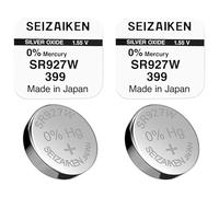 Lot de 2 piles bouton SEIZAIKEN 399, SR927W, 1,55 V, pour montre à l'oxyde d'argent, 0 % de mercure, 100 % fabriquées au Japon