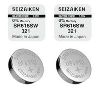 Lot de 2 Piles Bouton SR616SW (321) - 1.55V - Fabriquées au Japon - pour Montres, Calculatrices et Petits Appareils - Haute Fiabilité - Large Compatibilité