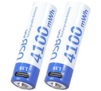 Lot de 2 piles LR6 rechargeables USB C 4100 mWh 1,5 V pour télécommande ventilateur de refroidissement électronique à domicile