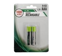 Lot de 2 Piles Rechargeables AAA 1000 mAh R-03 pour appareils électroniques, télécommande et Jouets.