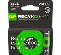 4 Piles Rechargeables AA / HR6 2000mAh GP ReCyko Pro