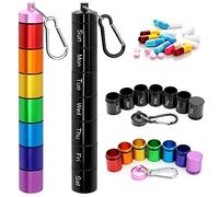 Lot de 2 Pilulier Semainier en Métal - Matin et Soir, Boite Medicaments Rangement, Compartiments Séparables, Résistante À L'Humidité - de Poche