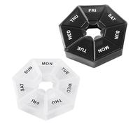 Lot De 2 Piluliers Avec 7 Compartiments, Mini Pilulier Portable, Accessoires De Voyage, Pilulier En Plastique.