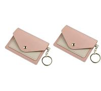 Lot de 2 piluliers de contrôle des naissances en cuir synthétique rose de 10,9 x 7,6 cm avec porte-clés - Petite taille et poids léger