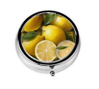 Lot de 2 piluliers ronds à 3 compartiments - Imprimé citron jaune - Pour voyage, vitamines