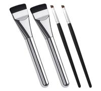 Lot de 2 pinceaux à fond de teint et 2 pinceaux à sourcils, pinceau à fond de teint liquide, pinceau plat pour le visage