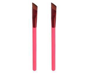 Lot de 2 pinceaux à sourcils carrés biseautés en fibre synthétique à poils souples Outil de maquillage multi-usage pour contouring et mélange précis Pinceau à sourcils biseauté
