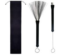 Lot de 2 pinceaux de baguettes de batterie - Brosse de jazz professionnelle - Brosse de jazz - Brosse à baguette - Rétractable - Pour musiciens débutants