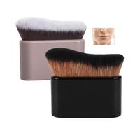 Lot de 2 pinceaux de bronzage et de maquillage corporel 2 en 1 - Pinceau Kabuki pour fond de teint pour bronzer, crèmes et surligneurs - Design ergonomique en arc - Poils doux et denses - Tête large