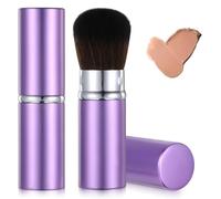 Lot de 2 pinceaux de maquillage Kabuki Bronzer portables rétractables avec couvercle - Pinceau de maquillage Kabuki - Pinceau de maquillage professionnel extensible pour femme