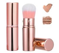 Lot de 2 pinceaux de maquillage Kabuki rétractables avec couvercle, pinceaux de voyage portables pour fond de teint liquide, poudre bronzante, mélangeur de visage professionnel et correcteur pour