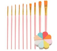 Lot de 2 pinceaux de maquillage pour enfants avec 10 pinceaux et 8 éponges, idéal pour le maquillage de théâtre, le maquillage des enfants et le carnaval, facile à nettoyer et doux pour la peau