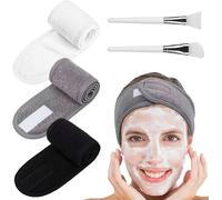 Lot De 2 Pinceaux De Masque Pour Le Visagepinceaux Éventailcosmétiques3 Pcs Bandeau Cheveux Femme Maquillagebandeau Maquillagebandeau Fermeture Velcros Pour Les Soins