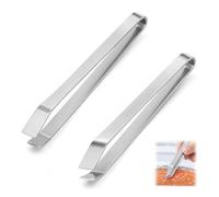 Lot de 2 Pinces à Arêtes de Poisson en Acier Inoxydable, Désarêter Cuisine avec Bec Plat et Incurvé, Pince à Poisson pour Arêtes pour Retirer Plumes Volaille Poulet Canard et Préparation Alimentaire