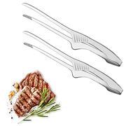 Lot de 2 pinces à barbecue en acier inoxydable pour barbecue coréen et japonais, propres et pratiques, pointes dentelées antidérapantes, idéales pour la cuisson de salade, grill, camping, buffet, four