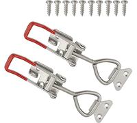 Lot de 2 pinces à bascule réglables en acier inoxydable 304 avec trou de verrouillage, pince à dégagement rapide robuste anti-dérapante pince à bascule avec loquet à vis libre(Silver+red)