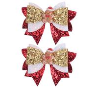 Lot de 2 pinces à cheveux à paillettes de Noël - 8,9 cm - Épingles crocodile à paillettes faites à la main - Accessoires pour cheveux pour fêtes de fin d'année, cadeau de Noël pour enfants