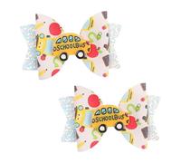Lot de 2 pinces à cheveux à paillettes pour la rentrée scolaire - Motif bus mignon - 8,9 cm - Barrettes crocodiles - Accessoires pour le premier jour d'école - Cadeau pour filles, étudiants