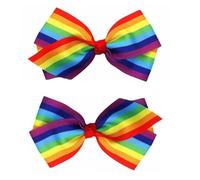 Lot de 2 pinces à cheveux arc-en-ciel pour femmes et filles - Accessoires pour cheveux - Accessoires pour cheveux - Pince à cheveux en ruban, pinces et barrettes (10,2 cm arc-en-ciel)