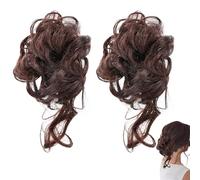 Lot de 2 pinces à cheveux avec cheveux attachés, chignon désordonné, faux chignon naturel et moelleux, adapté pour diverses activités telles que la vie quotidienne ou les mariages pour les femmes de